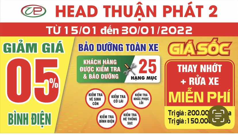 CHƯƠNG TRÌNH GIẢM GIÁ CỰC SỐC KHI KIỂM TRA VÀ BẢO DƯỠNG TOÀN BỘ XE tại HEAD THUẬN PHÁT 2