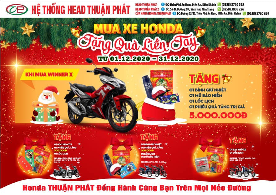 CHƯƠNG TRINH KHUYẾN MÃI THÁNG 12- MUA XE HONDA TẶNG QUÀ LIỀN TAY