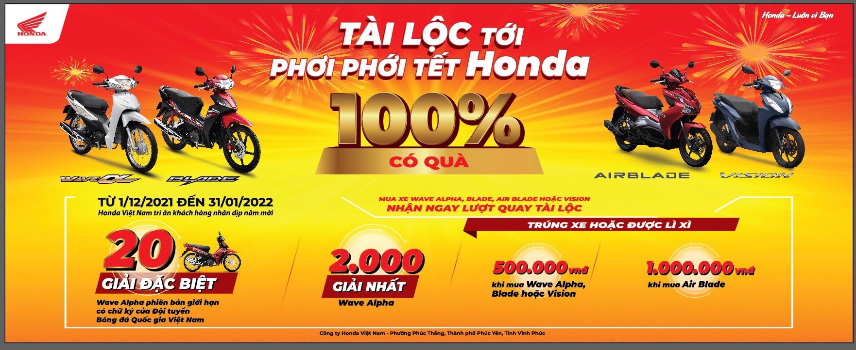 TÀI LỘC TỚI - PHƠI PHỚI TẾT HONDA